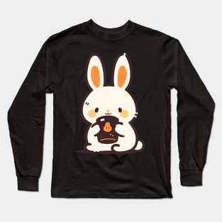 Kawaii bunny drinking hot chocolate Long Sleeve T-Shirt